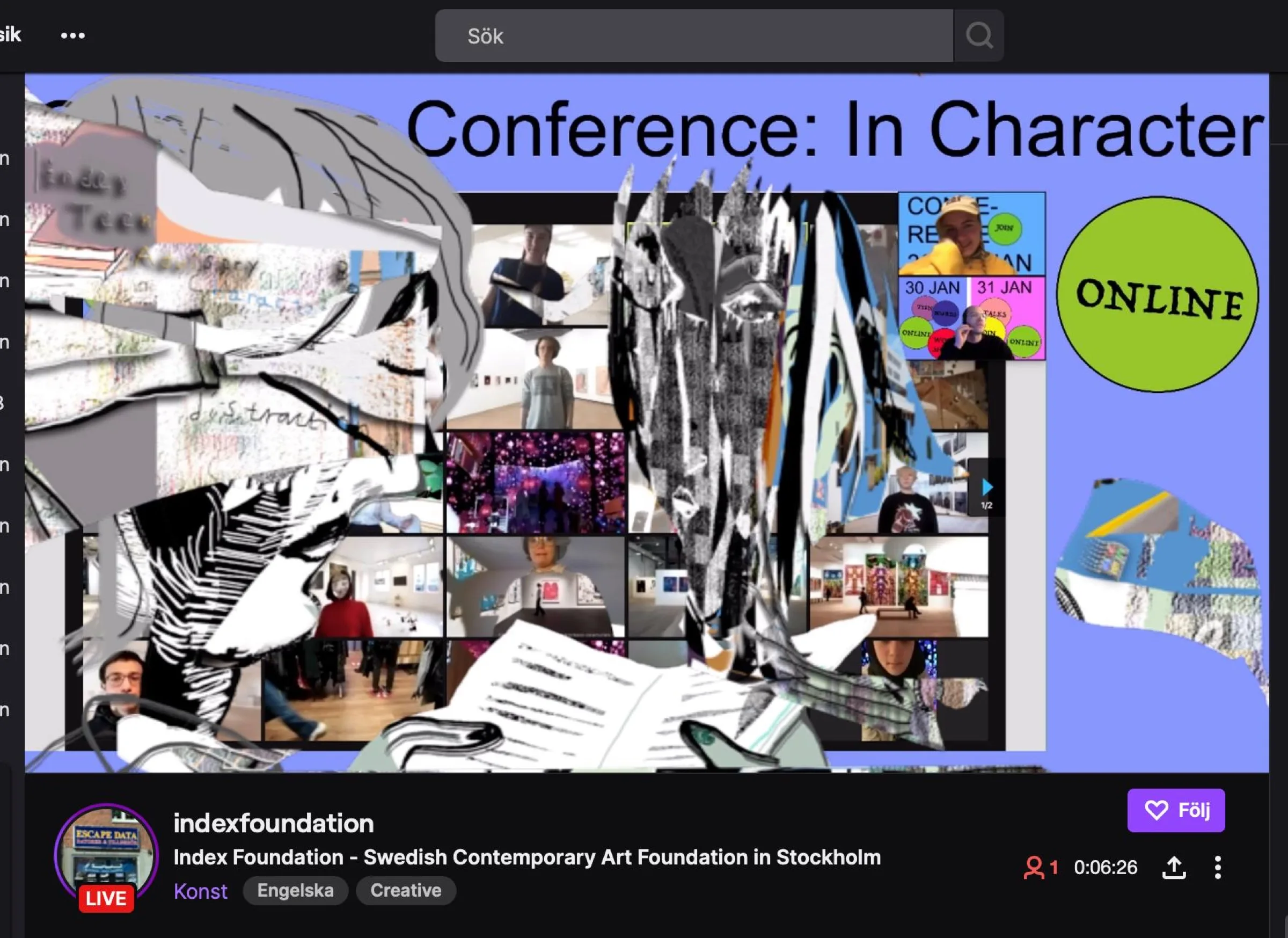 In Character Conference (online) organised by Index Foundation, Stockholm and Praxis, Oslo, photo by lou mouw